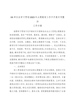 XX单位在学习贯彻2023年主题教育工作中开展专项整治工作方案.docx