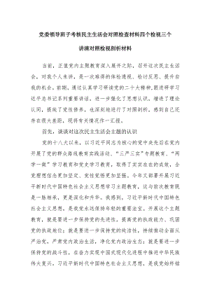 2023党委领导班子考核民主生活会对照检查材料四个检视三个讲清对照检视剖析材料.docx