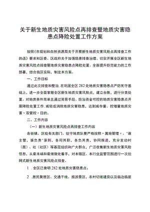 关于新生地质灾害风险点再排查暨地质灾害隐患点降险处置工作方案.docx