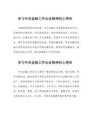 学习2023年中央金融工作会议精神的心得体会分享交流材料(二十八篇).docx
