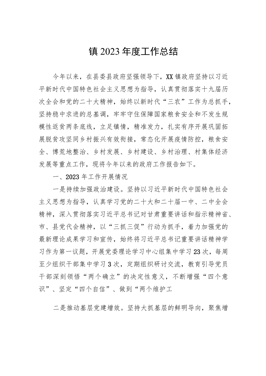 镇2023年度工作总结(20231106).docx_第1页