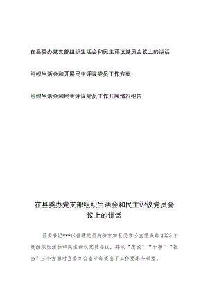 组织生活会和民主评议党员工作开展情况报告工作方案讲话共3篇.docx