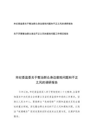 市纪委监委关于整治群众身边腐败问题和不正之风的调研报告2篇.docx