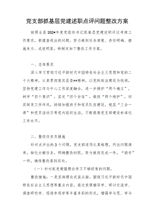 党支部抓基层党建述职点评问题整改方案.docx