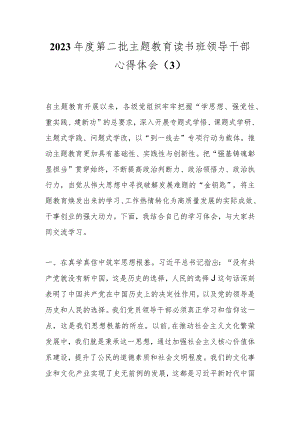 2023年度第二批主题教育读书班领导干部心得体会（3） .docx