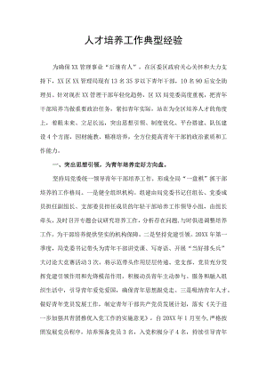 人才培养工作典型经验.docx