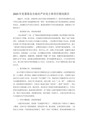 2023年党委落实全面从严治党主体责任情况报告.docx