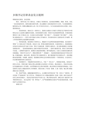 乡镇书记任职表态发言提纲.docx