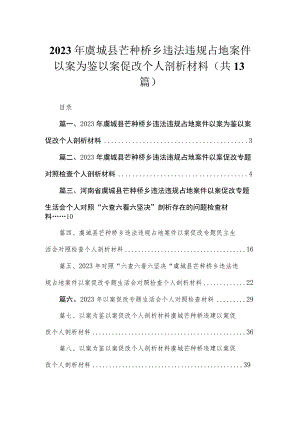 （13篇）2023年虞城县芒种桥乡违法违规占地案件以案为鉴以案促改个人剖析材料合集.docx