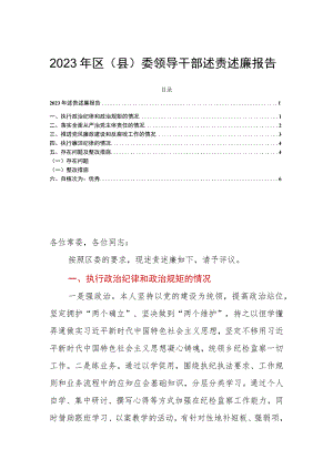 2023年区（县）委领导干部述责述廉报告.docx