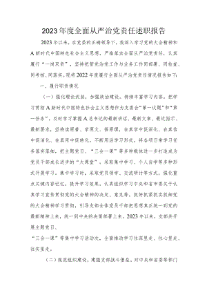 2023年度全面从严治党责任述职报告.docx
