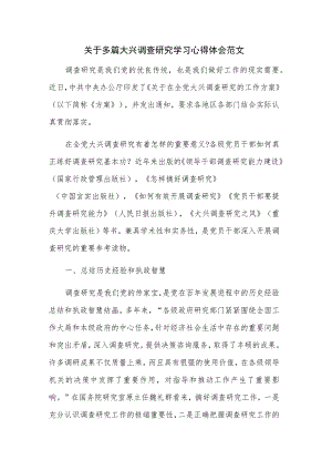 关于多篇大兴调查研究学习心得体会范文.docx