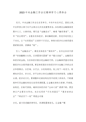 2023中央金融工作会议精神学习心得体会.docx