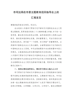 市司法局在市委主题教育巡回指导会上的汇报发言.docx