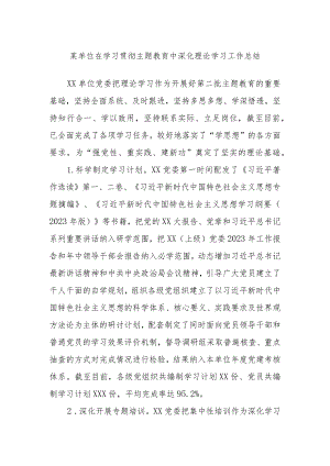 某单位在学习贯彻主题教育中深化理论学习工作总结.docx