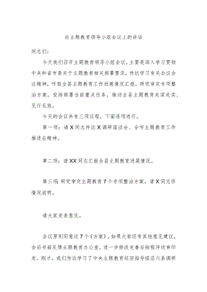 在主题教育领导小组会议上的讲话.docx