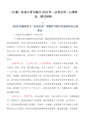 （10篇）在深入学习践行2023年“以学正风”心得体会、研讨材料.docx
