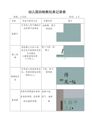 幼儿园自制教玩具记录表.docx