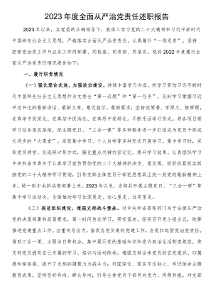 2023年度全面从严治党责任述职报告 .docx