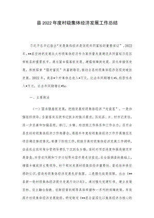 县2022年度村级集体经济发展工作总结.docx