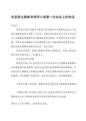在县委主题教育领导小组第一次会议上的讲话.docx