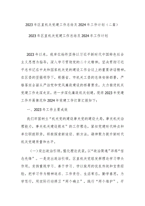 2023年区直机关党建工作总结及2024年工作计划(二篇).docx