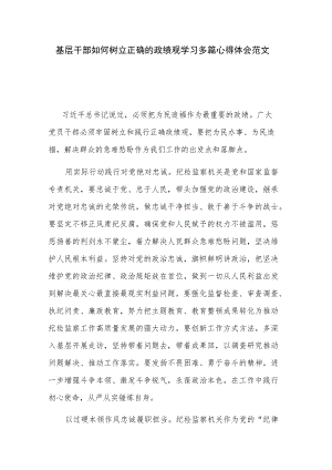 基层干部如何树立正确的政绩观学习多篇心得体会范文.docx