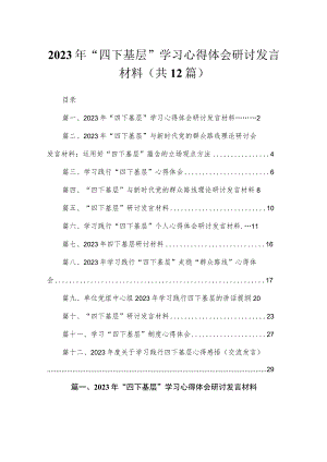 2023年“四下基层”学习心得体会研讨发言材料(精选12篇).docx