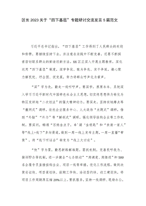 区长2023关于“四下基层”专题研讨交流发言5篇范文.docx