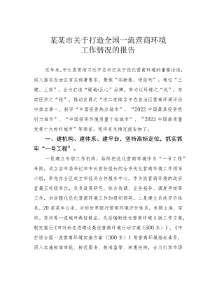 某某市关于打造全国一流营商环境工作情况的报告.docx