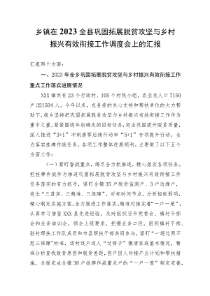乡镇在2023全县巩固拓展脱贫攻坚与乡村振兴有效衔接工作调度会上的汇报.docx