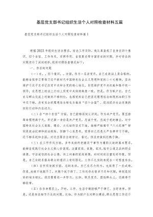 基层党支部书记组织生活个人对照检查材料五篇.docx