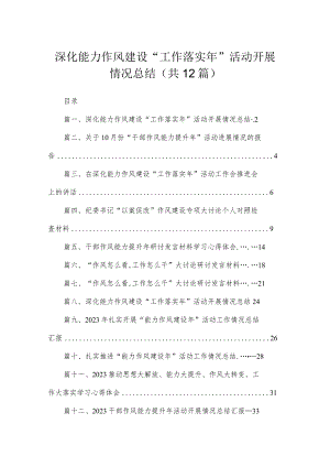 (12篇)深化能力作风建设“工作落实年”活动开展情况总结参考范文.docx