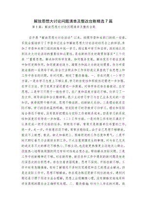 解放思想大讨论问题清单及整改台账精选7篇.docx