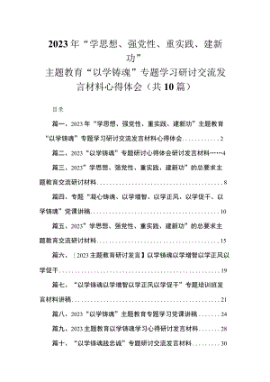 2023年“学思想、强党性、重实践、建新功”“以学铸魂”专题学习研讨交流发言材料心得体会范文精选(10篇).docx