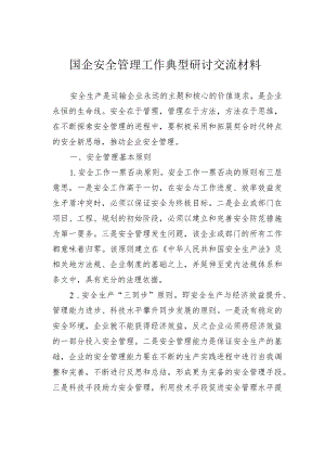 国企安全管理工作典型研讨交流材料.docx