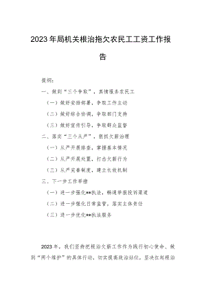 2023年局机关根治拖欠农民工工资工作报告.docx