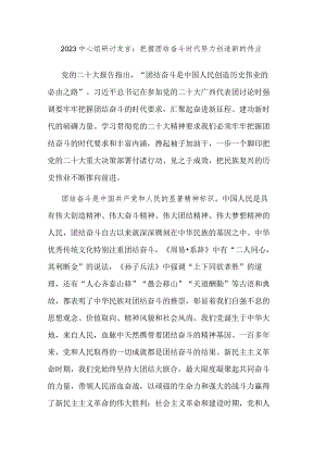 2023中心组研讨发言：把握团结奋斗时代 努力创造新的伟业.docx