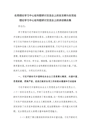 在局理论学习中心组专题研讨交流会上的发言稿与在党组理论学习中心组专题研讨交流会上的讲话稿合集.docx