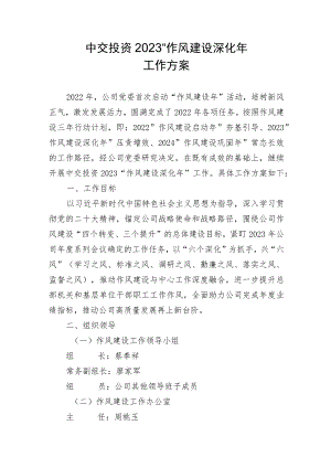 中交投资2023“作风建设深化年”工作方案.docx