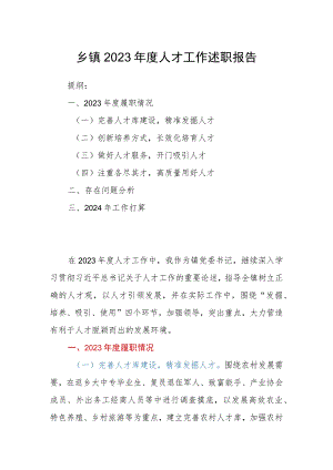 乡镇2023年度人才工作述职报告.docx