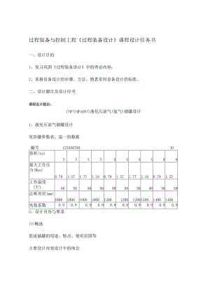 过程装备与控制工程《过程装备设计》课程设计任务书.docx