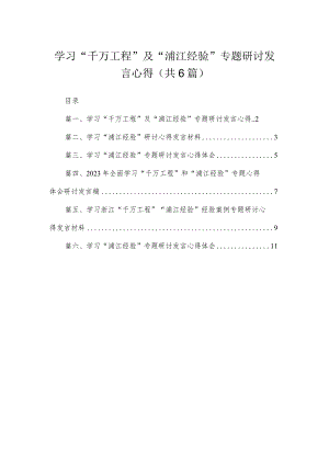 （6篇）学习“千万工程”及“浦江经验”心得体会发言材料.docx
