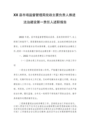 XX县市场监督管理局党政主要负责人推进法治建设第一责任人述职报告.docx