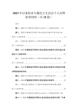 2023年以案促改专题民主生活会个人对照检查材料（共15篇）.docx
