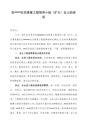 在生态修复工程领导小组（扩大）会上的讲话提纲.docx
