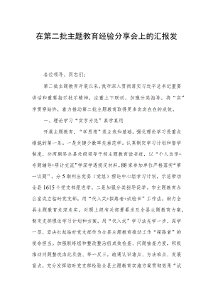 在第二批主题教育经验分享会上的汇报发言.docx