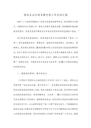 国有企业打造名牌支部工作总结汇报.docx