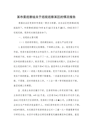 某市委巡察组关于巡视巡察某区的情况报告.docx
