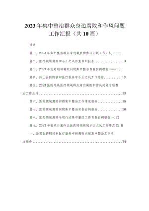 （10篇）2023年集中整治群众身边腐败和作风问题工作汇报合集.docx